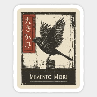 Memento Mori Crow Art - Vintage Mortality and Philosophy Poster Sticker